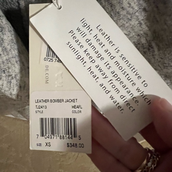 NWT Truth And Pride Gray Knit Cream Leather Moto vintage Jacket Women's - Picture 5 of 5